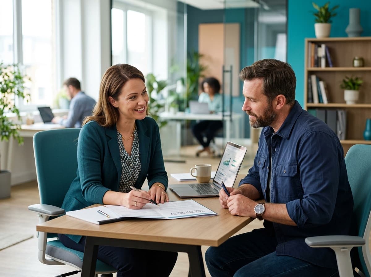 Independent insurance agent reviewing contractor coverage options with a client